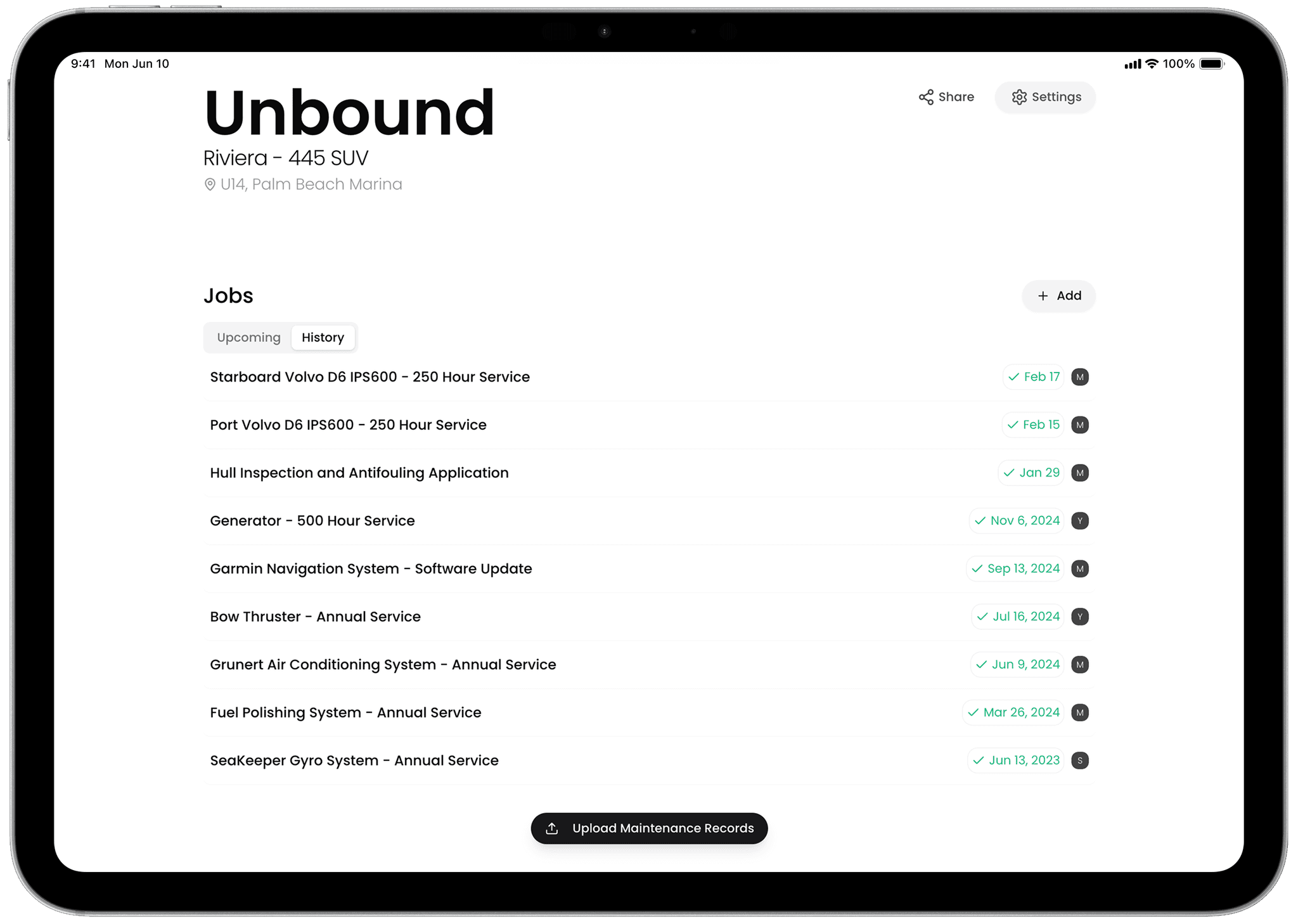 Glide History Interface